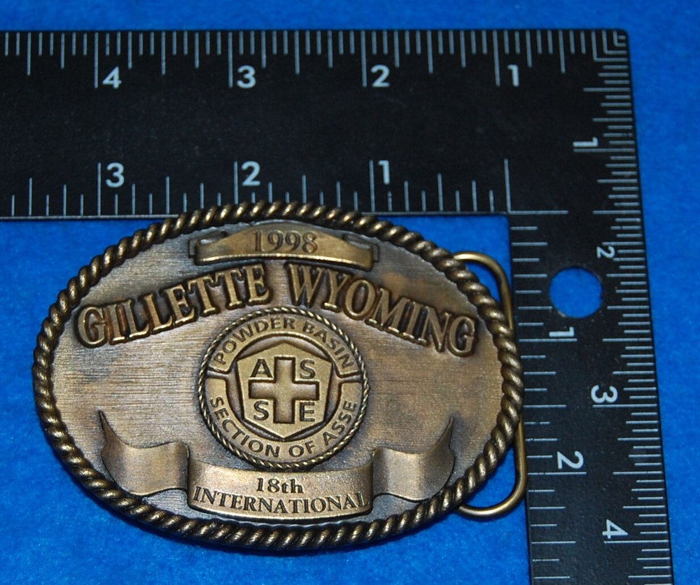 Gillette Wyoming 1998 18th Internatonal Powder Basin Section Of ASSE Belt Buckle