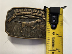 1981 GRAND NATIONAL QUAIL CLUB ENID OKLAHOMA BIRD DOG HUNTER BELT BUCKLE 15 ANV.