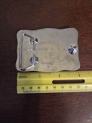 Vintage Western Floral Engraved Silver Tone Belt Buckle Rope Border Rectangle