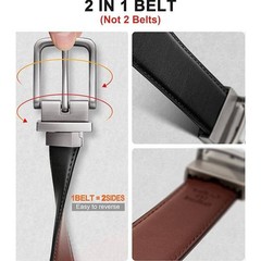 BULLIANT 1pc Men&rsquo;s 32&Prime;-34&Prime; Reversible Belt Adjustable 1.25&Prime; Cut For Fit 2 Side