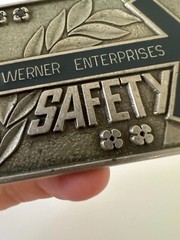 Werner Enterprises Safety Award belt buckle Emerald Sapphire Gemstones AS IS