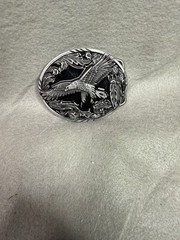 VINTAGE 3 1/4 INCH BY 2 3/4 INCH SILVER EAGLE BELT BUCKLE