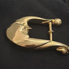 Barry Kieselstein cord sterling 925 gold vermeil moon face buckle