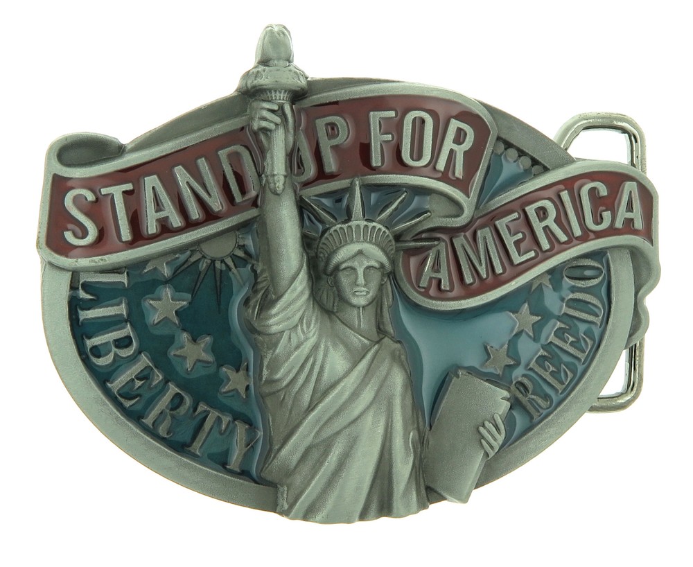 Statue of Liberty Stand Up For American Metal Belt Buckle