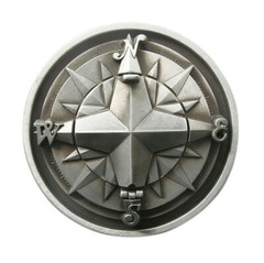Antique Silver Plated Compass Belt Buckle also Stock in the US