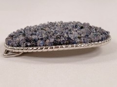 Handmade Oval Silver-Tone Belt Buckle with Iolite Gemstone Bead Inlay – Western