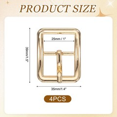4Pcs Single Prong Belt Buckle 0.75&Prime; ID Curved Bow Buckle for Belt, Light Gold