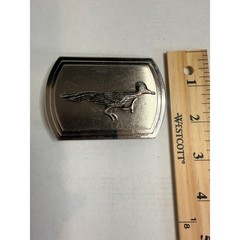 Vintage Rare Road Runner Pewter Belt Buckle Silver Tone 3&Prime; Wide