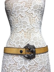 G.J. Deegan Sterling Silver Alligator Buckle Python Skin Belt 194g 925