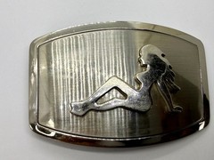 Mud Flap Sexy Girl Woman Silhouette Figure Silver Tone Trucker Biker Belt Buckle