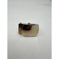 Vintage Solid Brass Military Style Flip Top Web Belt Buckle Gold Tone Made in US