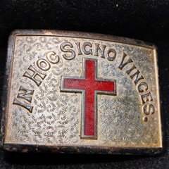 VINTAGE ~ IN HOC SIGNO VINCES RELIGIOUS RED CROSS BELT BUCKLE