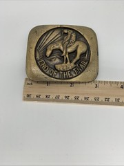 Vintage End Of The Trail Brass Belt Buckle Sculpture By James Earle Fraser Aged