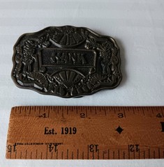 Vintage Belt Buckle « HANK » Name Brass Oden Inc. Western Cowboy 1970&rsquo;s