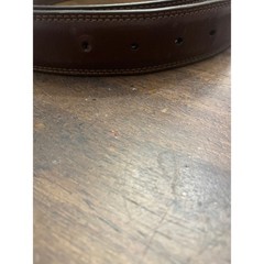 Mens Dark Brown Leather Belt Silver Buckle Contrast Stitching Size44