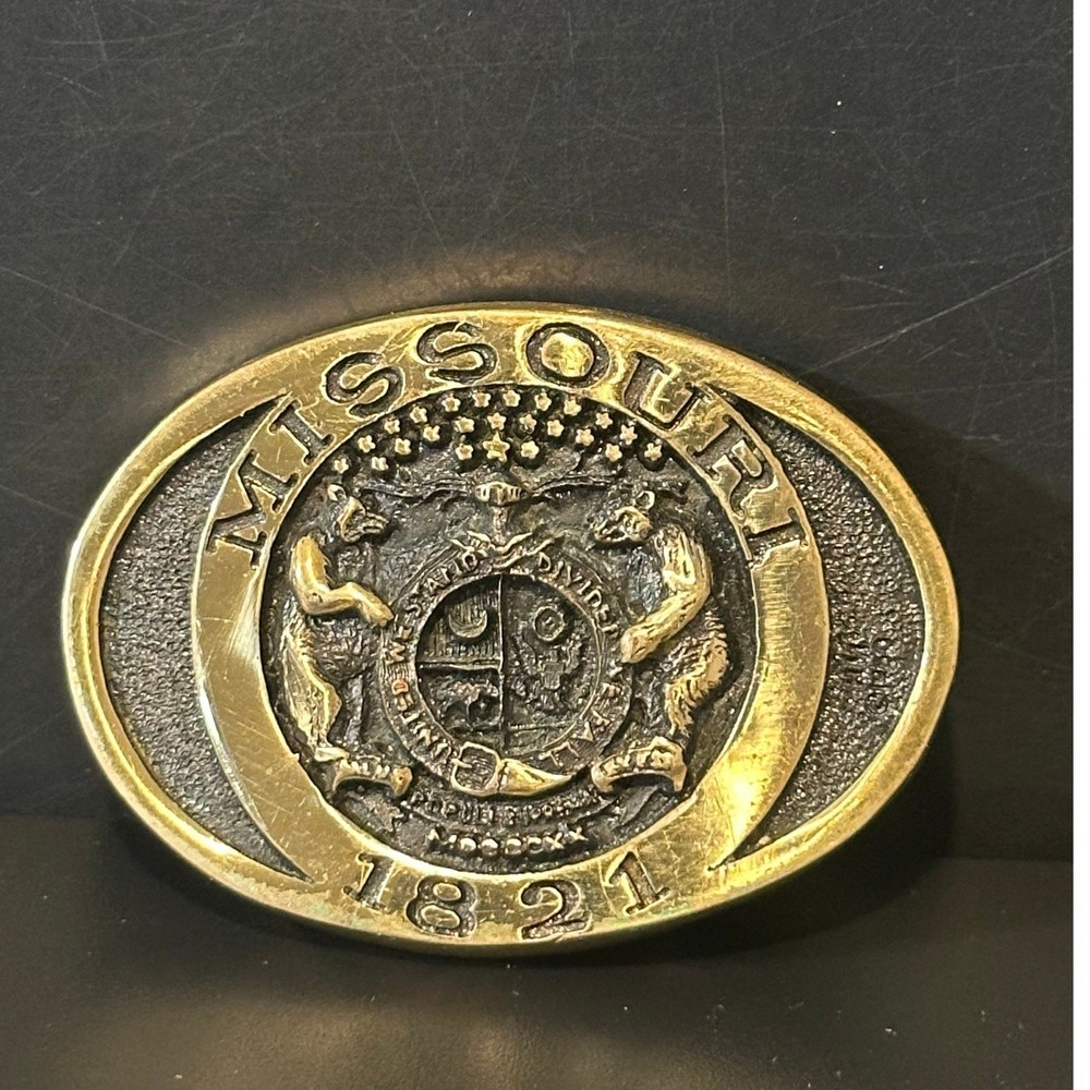Heritage Mint Missouri 1821 State Seal Belt Buckle Solid Bronze Vintage American