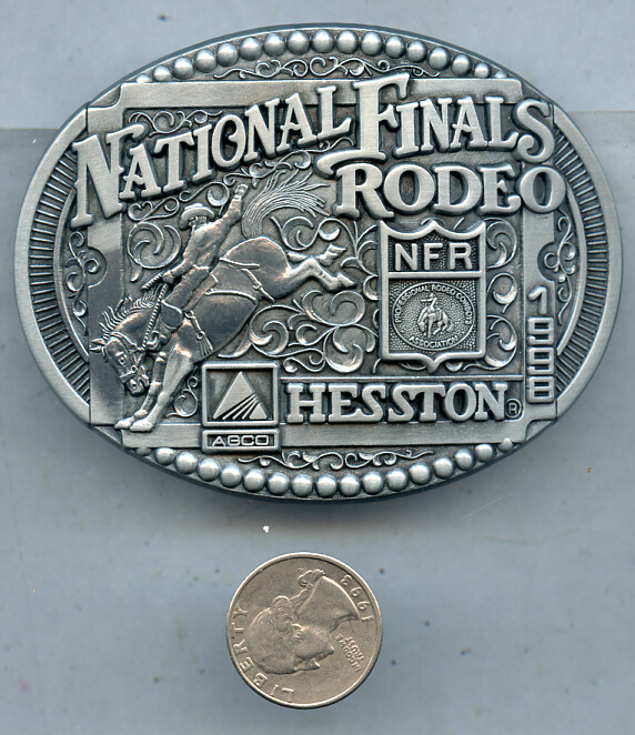 Advertising Hesston NFR National Finals Rodeo Belt Buckle Agco 1998