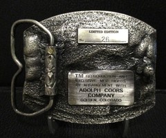 Coors Beer National Western Stock Show Belt Buckle 1983 Draft Horse Pull Show LE