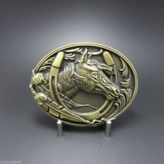 Antique Bronze Plated Western Horse Horseshoe Belt Buckle
