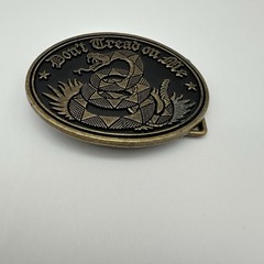 Don’t Tread On Me Belt Buckle Gadsden Snake Bronze Black Enamel VTG Patriotic