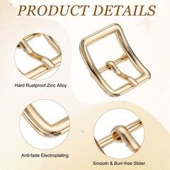 4Pcs Single Prong Belt Buckle 0.75&Prime; ID Curved Bow Buckle for Belt, Light Gold