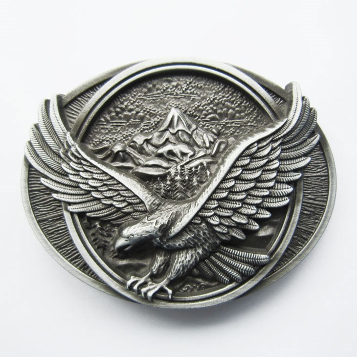 NEW 3-D EAGLE WILDLIFE MOUNTAIN SILVER BIRD BELT BUCKLE