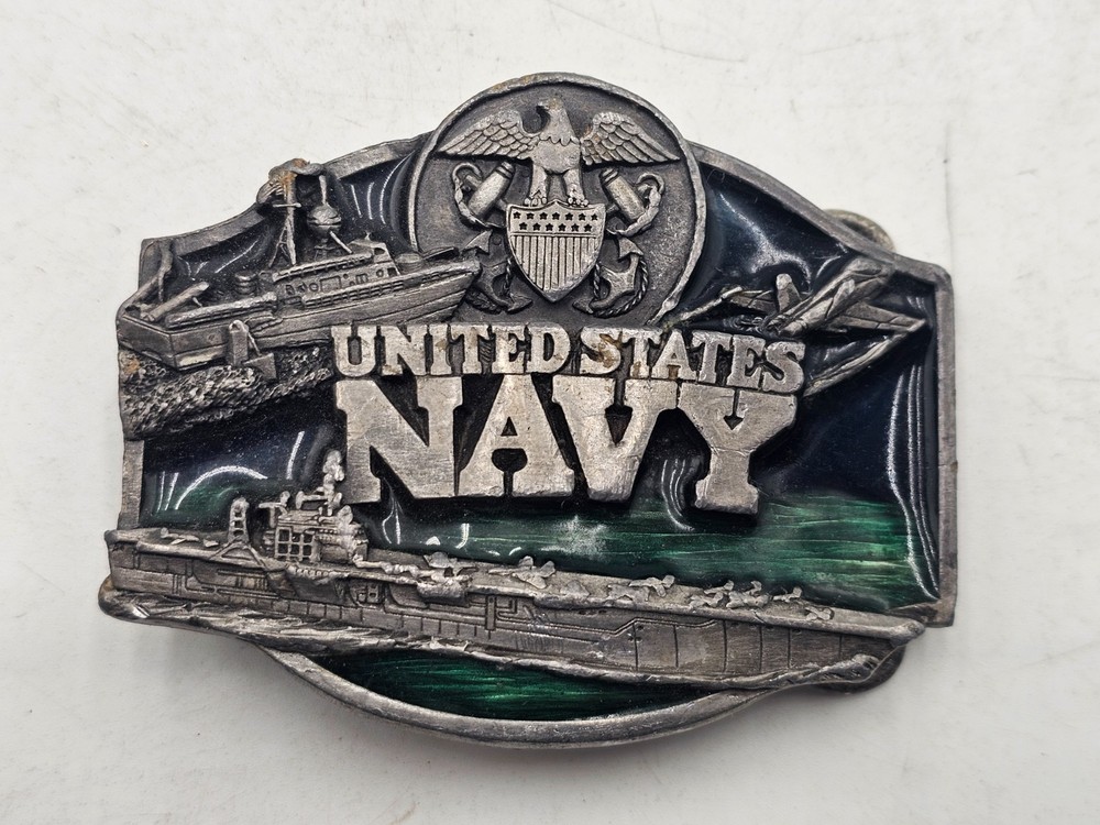 Vintage 1987 Siskiyou United States Navy – Pewter Belt Buckle – G-50