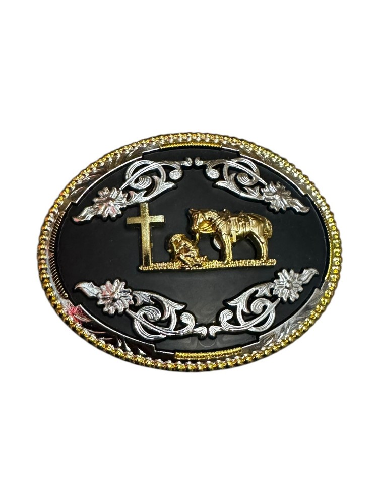 Christian Cowboy Cowgirl Praying western Style buckle Hebilla Vaquera Oracion