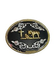 Christian Cowboy Cowgirl Praying western Style buckle Hebilla Vaquera Oracion