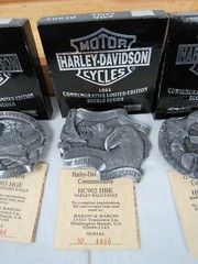 Harley-Davidson Motorcycles 1994 Commemorative Eagle Buckle Set Wood Box New