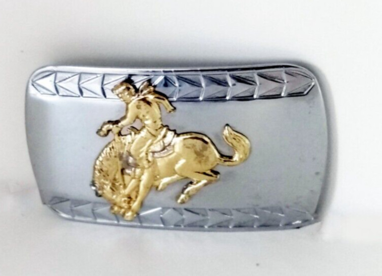 Western Style Silver & Gold Tone Bucking Bronco Belt Buckle