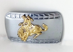 Western Style Silver & Gold Tone Bucking Bronco Belt Buckle