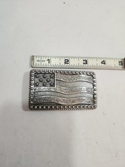 Men&rsquo;s Western Rectangular American Flag Studded Belt Buckle Fits 1.5 in