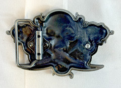 Skull and Crossed Swords Silver Tone Belt Buckle 4&Prime;x2.5&Prime; Pirate