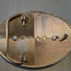 Men&rsquo;s Two-Tone Oval Floral Western Belt Buckle Blue Center 1988 Anaheim