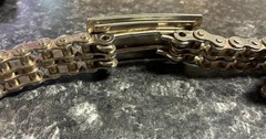 Vintage 32&Prime; Long Chrome Motorcycle Chain Belt Etched Buckle