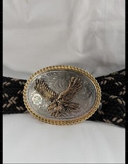 Western Cowboy Rope Style Belt & Eagle Belt Buckle Sz: 34 – 36