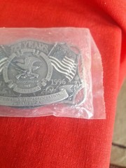 1871-1996 NRA 125 Years Belt Buckle National Rifle Association Flag Eagle NOS