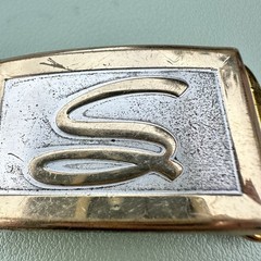 Vintage Hickok USA Monogram S Initial Belt Buckle Master Plate Gold Silver Tone