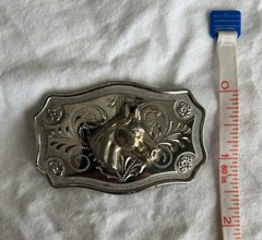 Silver Western Horse Head Floral Engraved Belt Buckle Mens Fits 1.5in