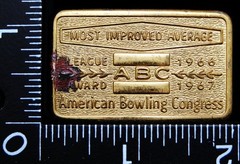 LH24137 VINTAGE ***ABC BOWLING LEAGUE AWARD*** 1966-1967 MOST IMPROVED AVERAGE