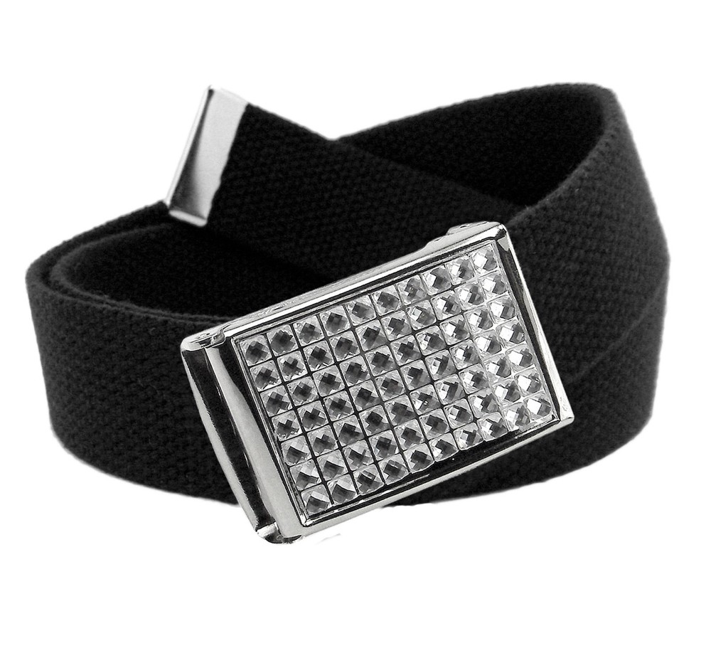 Build A Belt Adult Clear Rhinestone Flip Top 1.25&Prime; Wide Buckle with Web Belt