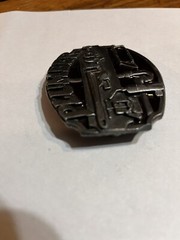 NICE PLUMBER BELT BUCKLE SOLID PEWTER WITH RED 1987 MADE IN USA SISKIYOU CO
