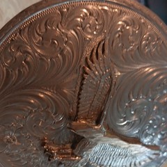 Gist Men&rsquo;s Western Oval Belt Buckle Eagle Floral Engraved 2-Tone 1.5in