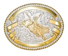 Crumrine M&F Western Oval BULL RIDER Belt Buckle c02084