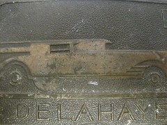 Vintage DELAHAYE Roadster V-38 Brass Belt Buckle 3 7/8&Prime; x 2 1/8&Prime;-Made in USA
