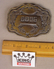 Vintage Men&rsquo;s Metal Belt Buckle Doug DOUG by Oden Inc.