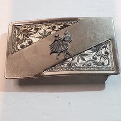 Vintage Silver Tone Line Country Square Dancing Western Scroll Belt Buckle #1548