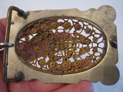 VINTAGE HORSE THEME BELT BUCKLE – 3 1/2&Prime; X 2 1/2&Prime; – ORNATE – GW8