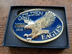 3 NRA Belt Buckles « Golden Eagles » High Quality New In Box